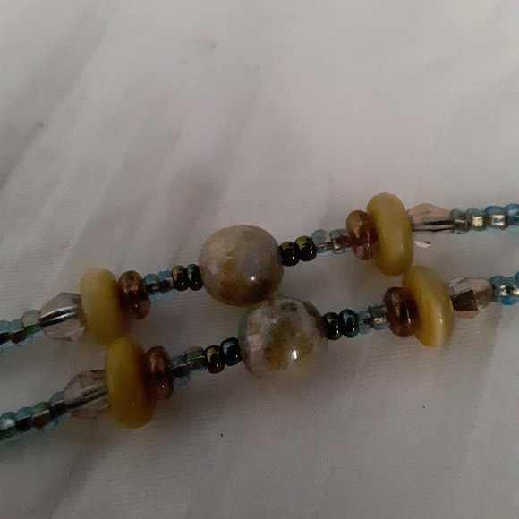 Blue Iridescent Seed Bead Necklace - Picture 9 of 13